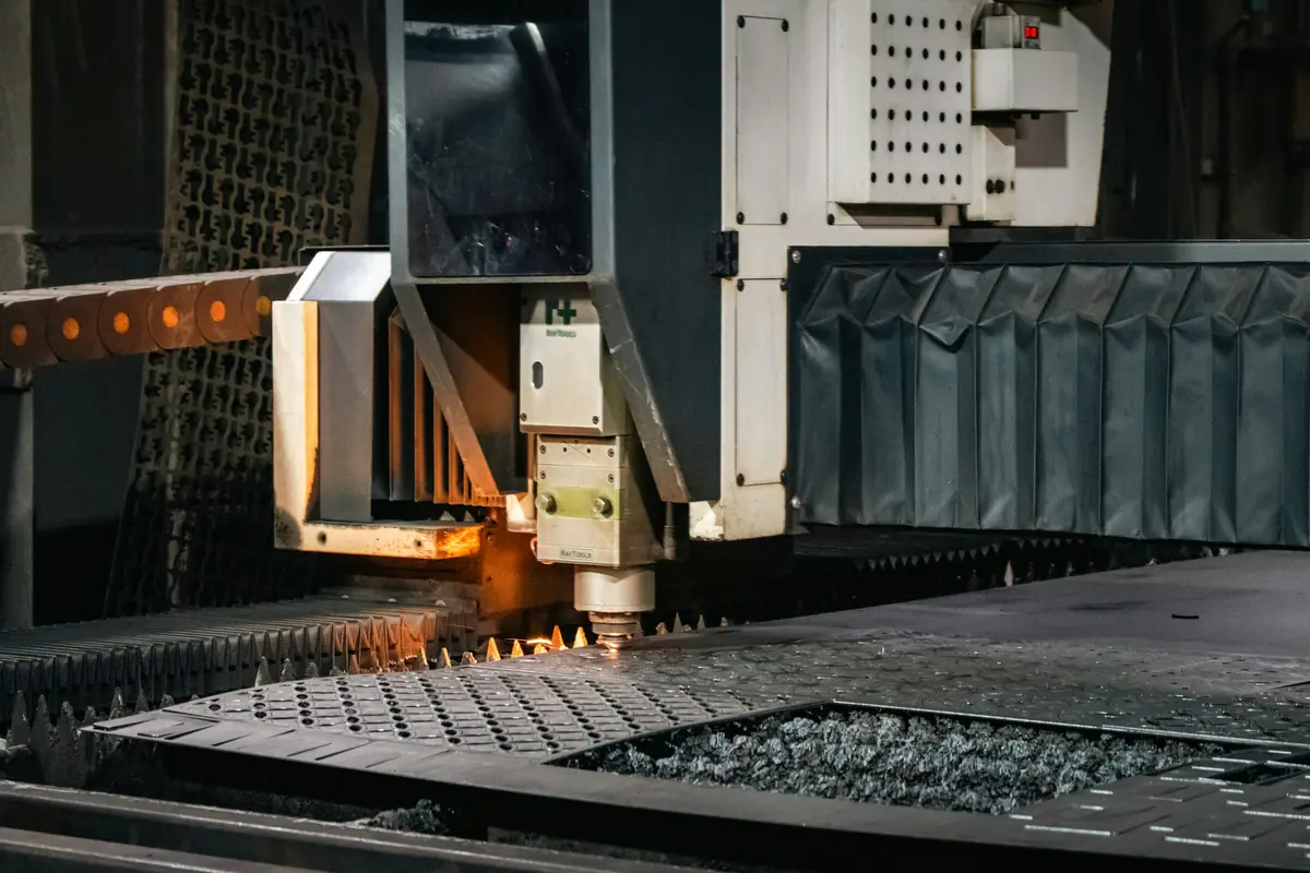 Industrial CNC cutting machine in operation